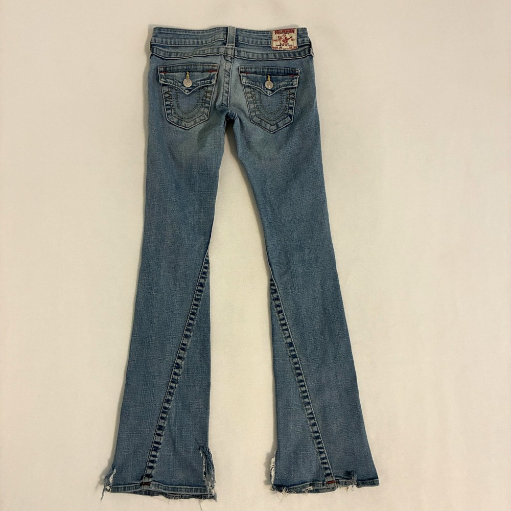 Vtg True Religion Joey Flare USA Made Jeans Women's 26 Twisted Seam Distressed